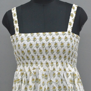 Indian Handmade 100% Cotton Breathable Women's Mini Dress Sleeveless Summer Wear <b>Natural</b> Waistline Woven Digital Printed Floral - Product Image 1