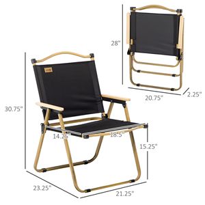 Set di 2 Sedie da Campeggio Pieghevoli Portatili in Oxford, Leggere, Nere, Arredamento da Esterno per Festival, Pesca, Spiaggia, Personalizzabili - Product Image 3