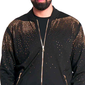 Men's Black Rhinestone Tracksuit Set Full Sleeve Zipper Streetwear Regular Fit Autumn Wear Dot Pattern Polyester Material - Product Image 3