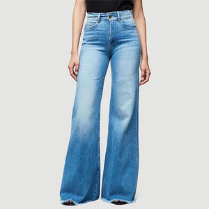 Pantalones Cargo de Cintura Alta y Pierna Ancha para Mujer, Casuales, Largos, de Corte Holgado, en Mezclilla de Algodón Lavado - Product Image 2