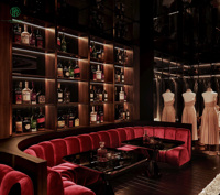 Ensemble de meubles de bar de luxe sur mesure pour boîte de nuit, comptoir de bar LED, vitrine à vin, banquette pour restaurant