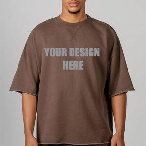 T-shirt pour homme en coton 100% délavé à l'acide, décontracté, respirant, coupe ample, court, surdimensionné, design usé, imprimé - Product Image 6