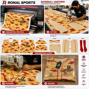 RONAL SPORTS Uniforme de baseball imprimé camouflage à manches courtes pour homme, maillot respirant en polyester avec ceinture rouge et chaussettes - Product Image 5