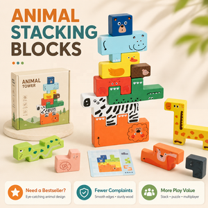 Blocchi di Legno <span class=keywords><strong>Tetris</strong></span> per Animali di Grandi Dimensioni, Gioco Puzzle Montessori per Bambini, Vendita all'Ingrosso - Product Image 1