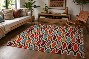 Alfombra Kilim de Yute y Lana Moderna de Lujo, Tejida a Mano, Diseño Geométrico, Tamaño Personalizado, Decoración para el Hogar - Product Image 3