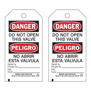 Étiquettes de danger bilingues double face pour valves 5,75 x 3 po pour la mise en sécurité (LOTO) par Brady - Product Image 2