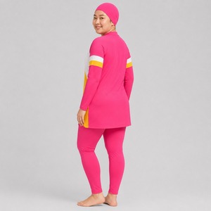 Ensemble de bikini modeste pour femme, couleur entièrement personnalisable, coupe haute, deux pièces, imprimé, logo avant, fermetures éclair, séchage rapide, burkini de bain - Product Image 3