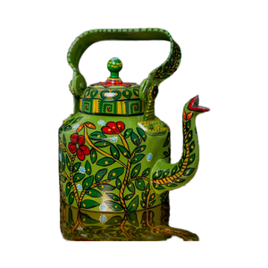 กาต้มน้ำโลหะทาสีมือสำหรับตกแต่งบ้านและคาเฟ่กาน้ำชาศิลปะพื้นบ้านลายดอกไม้สีสันสดใส - Product Image 6