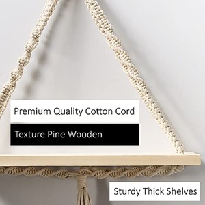Estante de pared de macramé de madera de pino |   Cuerda de Yute Natural |   Decoración para el Hogar al por Mayor - Product Image 5