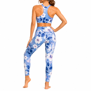 Ensemble de leggings de yoga et soutien-gorge de sport respirants en spandex/polyester de haute qualité pour femmes - Product Image 1