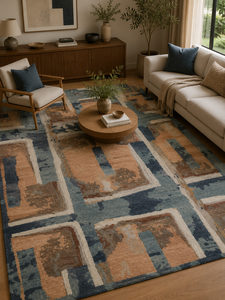 Alfombra Moderna de Lana Tufted a Mano de Pelo Corto Jaipur Rugs TNR-1552(MD) con Diseño Abstracto en Tono Cobre Rosado, Rectangular, para Uso Doméstico - Product Image 1
