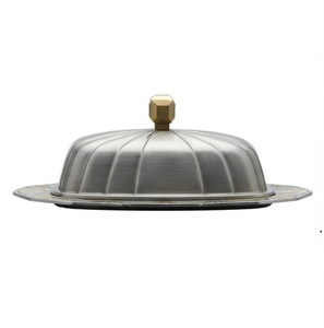 Beurrier moderne fini argenté en acier inoxydable, ustensile de cuisine pour rangement sur comptoir - Product Image 4