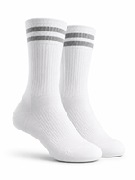 Chaussettes de sport blanches tissées écologiques respirantes antidérapantes avec bande noire personnalisée pour jeunes, course, basketball, football