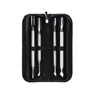 HABI - Juego Profesional de Empujador y Limpiador de Cutículas de Acero Inoxidable con Doble Cabeza y Abertura de Mandíbula Ancha para Manicura - Product Image 1