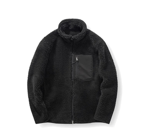Chaqueta de Forro Polar Negra para Hombre, Chaqueta de Invierno de Talla Grande, Logotipo Personalizado en la Parte Delantera, Chaqueta de Lana Premium Impermeable con Cuello Alto para Correr - Product Image 2