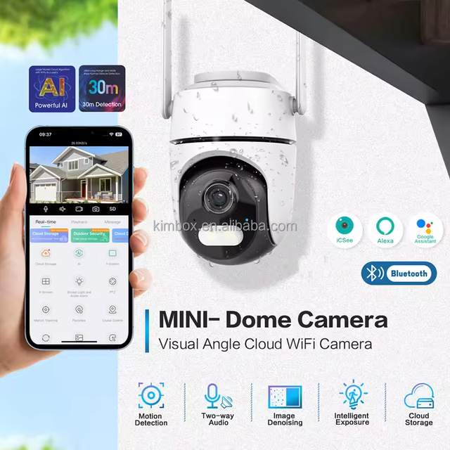 2MP Mini Outdoor WiFi Security Camera ICSee Network CCTV with Night Vision