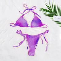 Ensemble bikini pour femme, maillot de bain deux pièces triangle avec design à nouer réglable, extensible et doux, idéal pour les loisirs estivaux à la plage