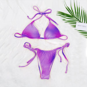 Ensemble bikini pour femme, maillot de bain deux pièces triangle avec design à nouer réglable, extensible et doux, idéal pour les loisirs estivaux à la plage - Product Image 6