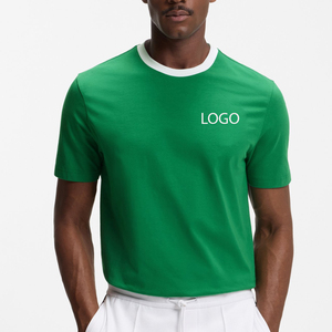 T-shirt pour homme avec col contrasté, matière de haute qualité, design élégant à prix abordable / Service OEM, conception de vêtements décontractés - Product Image 1