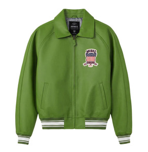 <b>Top</b> Quality Genuine <b>Leather</b> Avirex Jackets Front Logo Windproof Breathable Winter Wear Moss Color Avirex <b>Leather</b> Jacket for Mens - Product Image 1