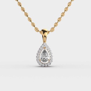 Pendentif solitaire en diamant taille poire plaqué or 18 carats pour femme, bijou de fiançailles classique, forme goutte d'eau, serti griffe - Product Image 1