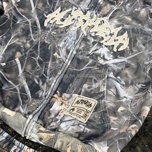 Fabricante de chándales de tejido técnico para hombre, conjunto personalizado de pantalones deportivos y sudadera con capucha de 500 g/m², bordado de camuflaje de alta calidad. - Product Image 5