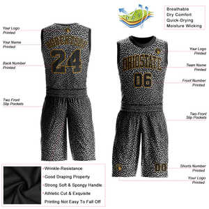 Conjunto de uniforme de baloncesto con estampado de leopardo, camiseta sin mangas y pantalones cortos a juego con nombre personalizado, número y nombre del equipo - Product Image 2