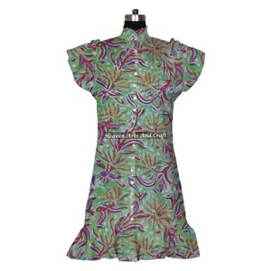 Robe en coton imprimée style bohème, faite main, style gypsy, pour femme, grande taille, taille unique, tunique, haut d'été, cadeau pour elle, Inde et Pakistan - Product Image 3