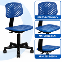 Chaise de bureau moderne sans accoudoirs en PP perforé, réglable en hauteur, pivotante, pour tâches variées