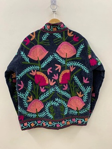 Embroidered Reversible Cotton Suzani Velvet Jacket Boho Statement <b>Coat</b> Indian Artisanal Vintage Bridesmaid <b>Coat</b> - Product Image 3