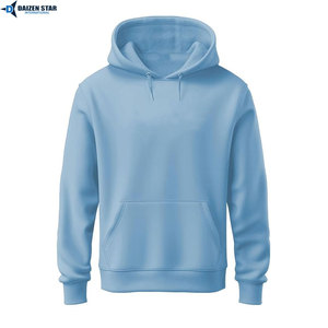Daizen <b>Star</b> International Men's Black Hooded Sweatshirt Regular Fit Casual Knitted Pullover with Front Pocket - Product Image 5