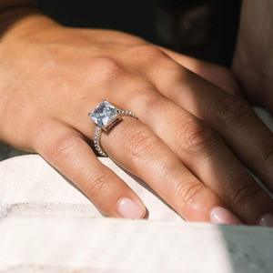 Women's Princess Cut Moissanite <b>Ring</b> Claw Setting Classic Style Engagement Jewelry - Product Image 1