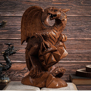 Sculpture de dragon Feng Shui artisanale en bois, figurine de dragon haut de gamme, artisanat en bois massif, fabricant de décorations de dragon en bois en gros - Product Image 5