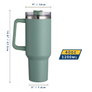 Gobelet isotherme portable en acier inoxydable de 40 oz (1200 ml) avec paille et poignée - Product Image 2