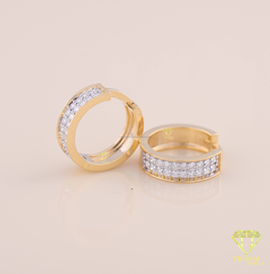 Designer Inspired Pave Hoop Earrings With Cubic Zirconia Stones Luxury Women Jewelry Collection - Product Image 5