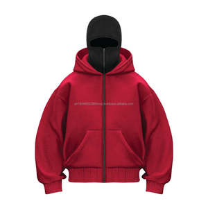 Pull à capuche double thermique d'hiver personnalisé avec broderie, double couche, 100% coton, lourd, fermeture éclair intégrale, cagoule pour homme - Product Image 3