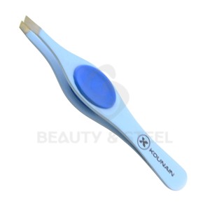 Professional Slanted Tip Eyebrow Tweezers with Ergonomic Rubber Grip for Precision Hair <b>Removal</b> and Facial Grooming - Product Image 4