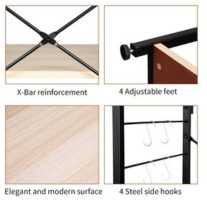 4-Tier Brown Wooden Baker's Rack <b>Kitchen</b> Shelf for Efficient <b>Storage</b> and Organization - Product Image 5