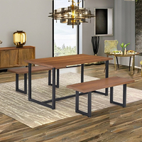 Ensemble de table à manger rectangulaire moderne en bois durable et luxueux avec chaises carrées, meubles de cuisine et de salle à manger, origine Taïwan CHAO CHING