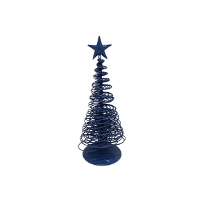 Blue Metal <b>Spiral</b> Christmas <b>Tree</b> Tabletop Centerpiece with Star Topper For Christmas Holiday Festival Decor - Product Image 1
