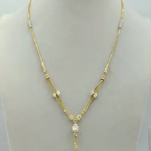 Elegante Collar en Forma de Y con Piedras Blancas y Doradas para Mujer, Joyería de Moda con Cadena Larga para Bodas y Fiestas Tradicionales - Product Image 1