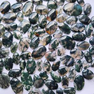 Natural Moss Agate Cabochon Wholesale Bulk Lot Green Dendritic Loose Gemstone for Jewelry Making Ring Pendant Earring - Product Image 6