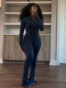 Nuevo diseño de conjuntos deportivos con leggings acampanados para mujer, conjuntos de yoga de 2 piezas en oferta, conjunto de pantalones acampanados, conjuntos de chándal de terciopelo para mujer - Product Image 6