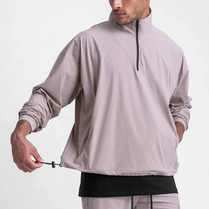 Men's <b>Gym</b> Jacket Lightweight Quarter Zip Pullover Spandex/Polyester Stand Collar Loose Waterproof Windproof Mock Neck <b>Sweatshirt</b> - Product Image 4