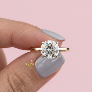 แหวนหมั้นเพชรทรงกลมทอง 14K ดีไซน์หรูหราแบบหกขาสำหรับเจ้าสาว - Product Image 5