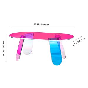 Iridescent Acrylic Coffee Table 13.8 Inch High Colorful <b>Side</b> Table for Drinks & Snacks Dazzling End Table - Product Image 4