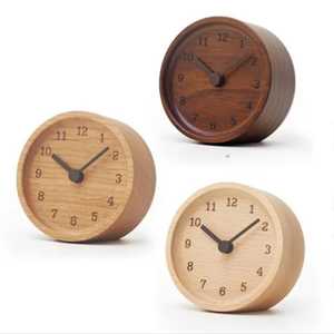 Minimalist Wooden Rectangular Desk <b>Clock</b> Light Grain Black Hands Golden Pivot Modern Tabletop Timepiece Stylish Office Home - Product Image 5