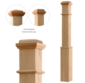 Poste de Escalera Ajustable de Madera Maciza, Duradero, de 55 Pulgadas, Estilo Caja, con Tapas Intercambiables de Diseño Plano y Piramidal, Accesorio para Escaleras - Product Image 1