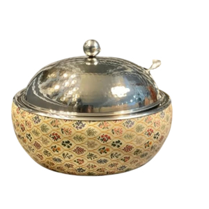 Meenakari Stainless Steel Casserole <b>Set</b> Traditional Indian Hot <b>Pot</b> Insulated Food Warmer Decorative Chapati Box & Floral Design - Product Image 4