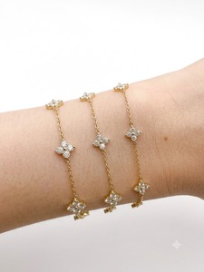 Pulsera de Cadena y Eslabones con Diamantes de Laboratorio de 1Ct/1.4Ct en Oro Rosa, Pulsera de Trébol de Oro Sólido de 14K con Cierre de Langosta, Regalo de Cumpleaños para Ella - Product Image 3